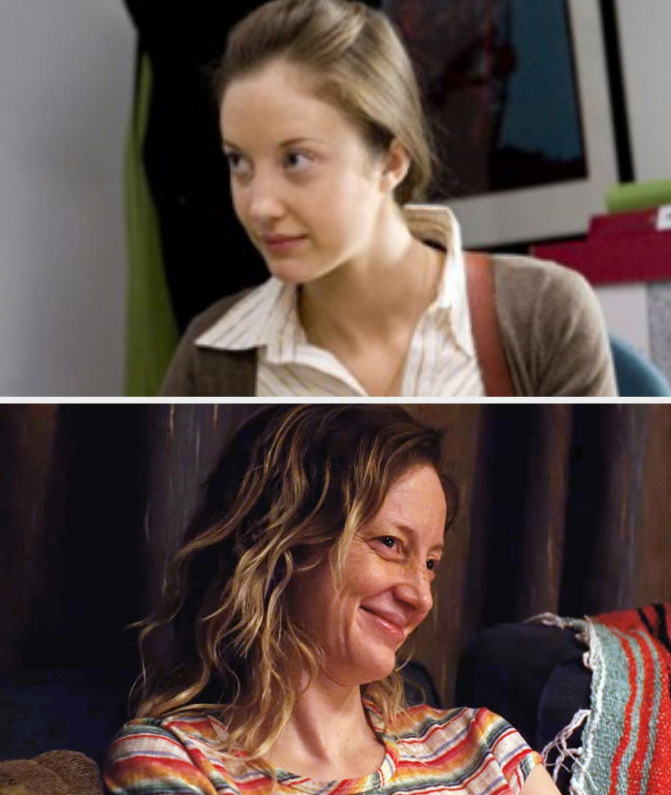 Above, a closeup of Andrea in Party Animals; below a closeup of her smiling in To Leslie. Her nomination for this role has caused controversy
