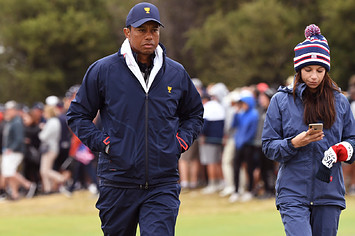 Tiger Woods is pictured with former girlfriend