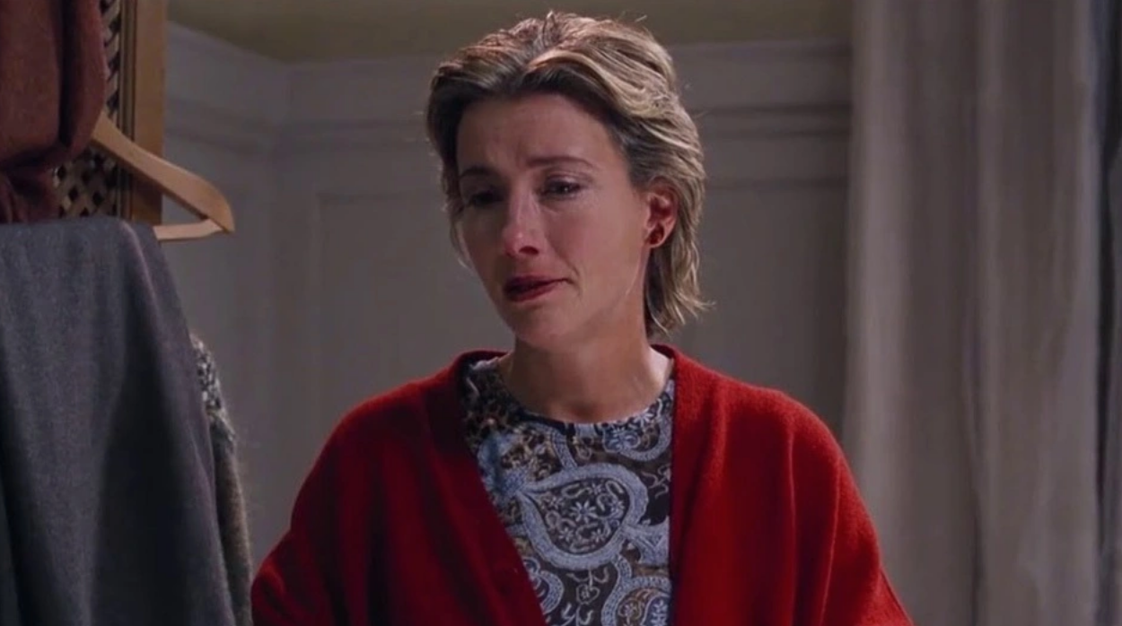 scene from the movie where Emma Thompson&#x27;s character is crying in her bedroom