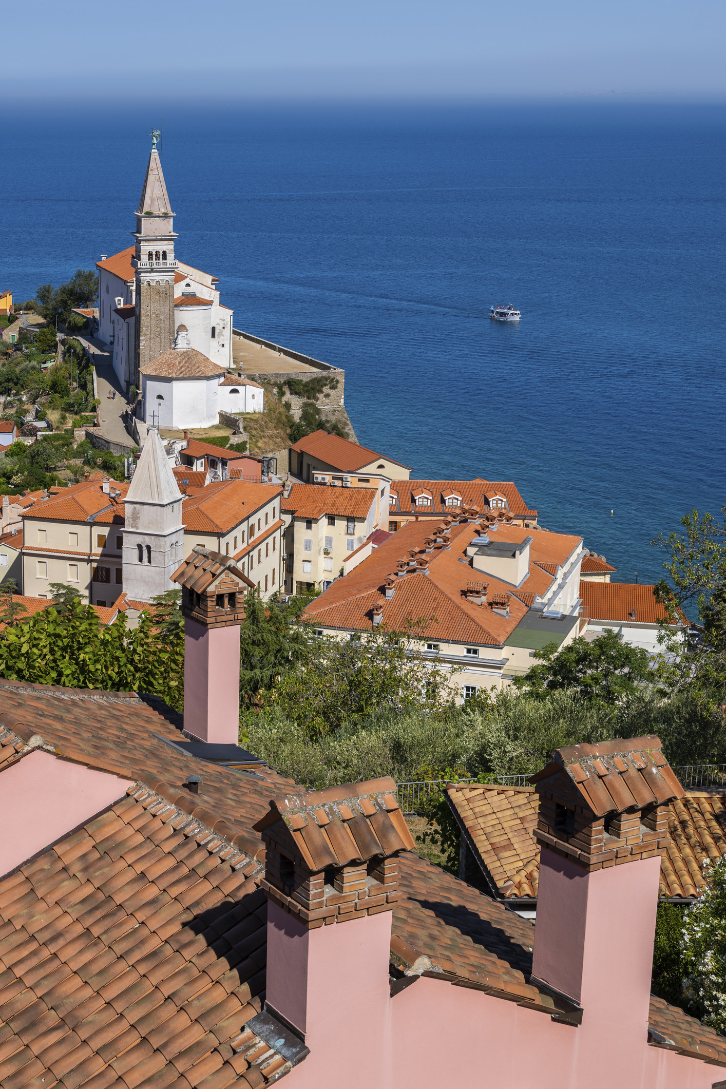 Red rooftops of a coastal town in Slovenia
