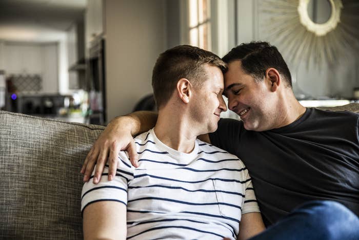 couple touching foreheads