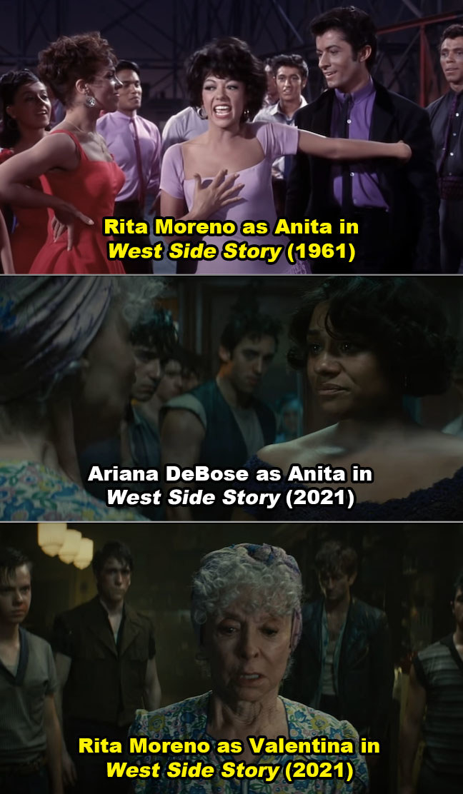 Rita Morteno in the 1961 and 2021 &quot;West Side Story&quot; movies, plus Ariana DeBose in the 2021 movie