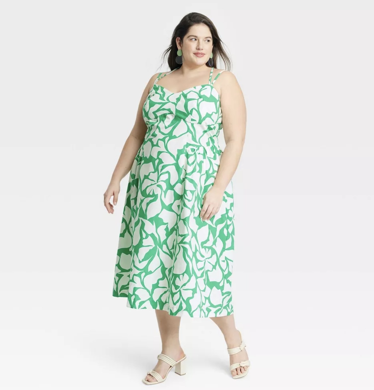 the dress in a green floral pattern