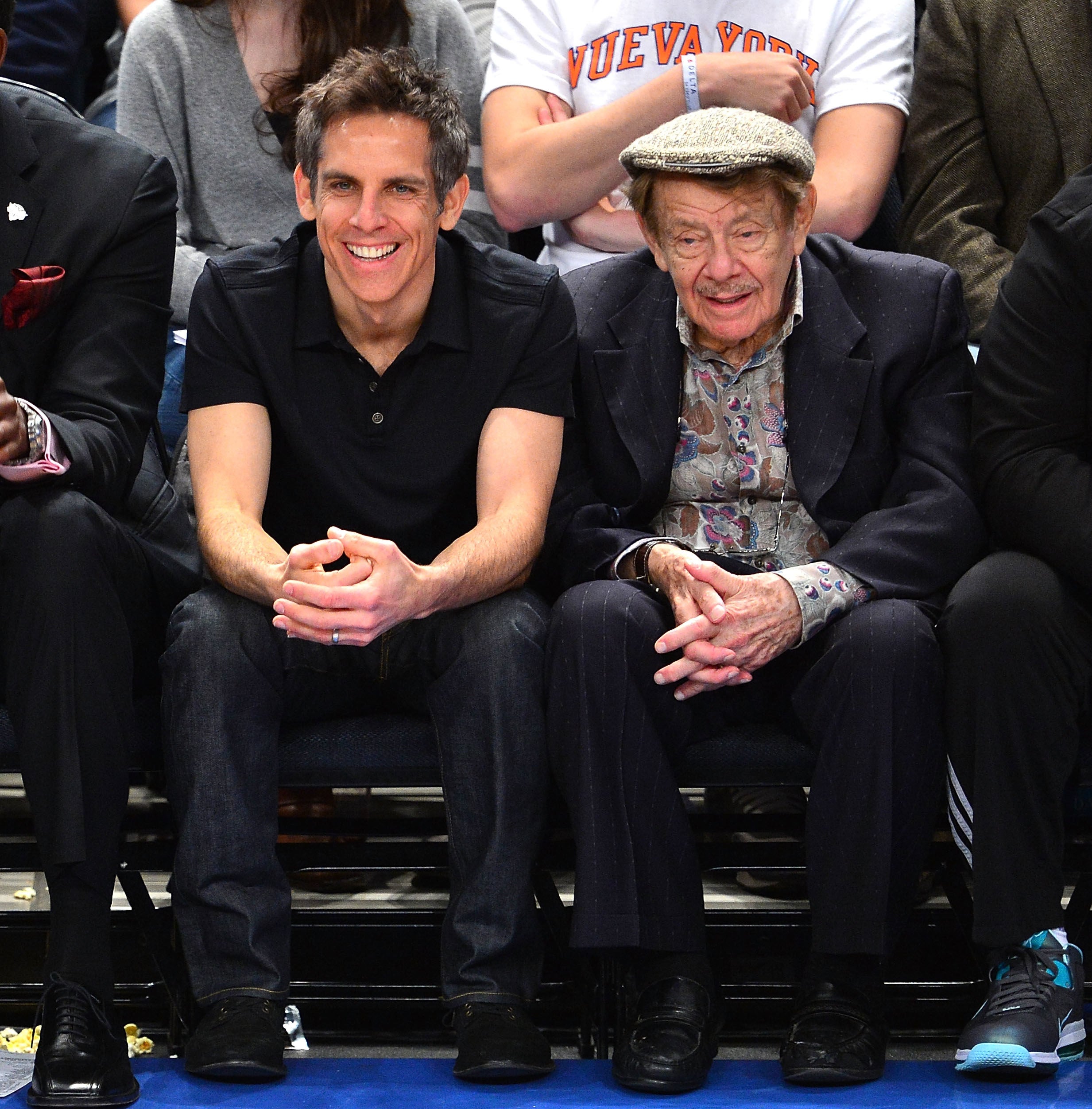Ben Stiller and Jerry Stiller at a basketball game