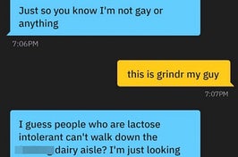 The Grindr messages, LMAO.