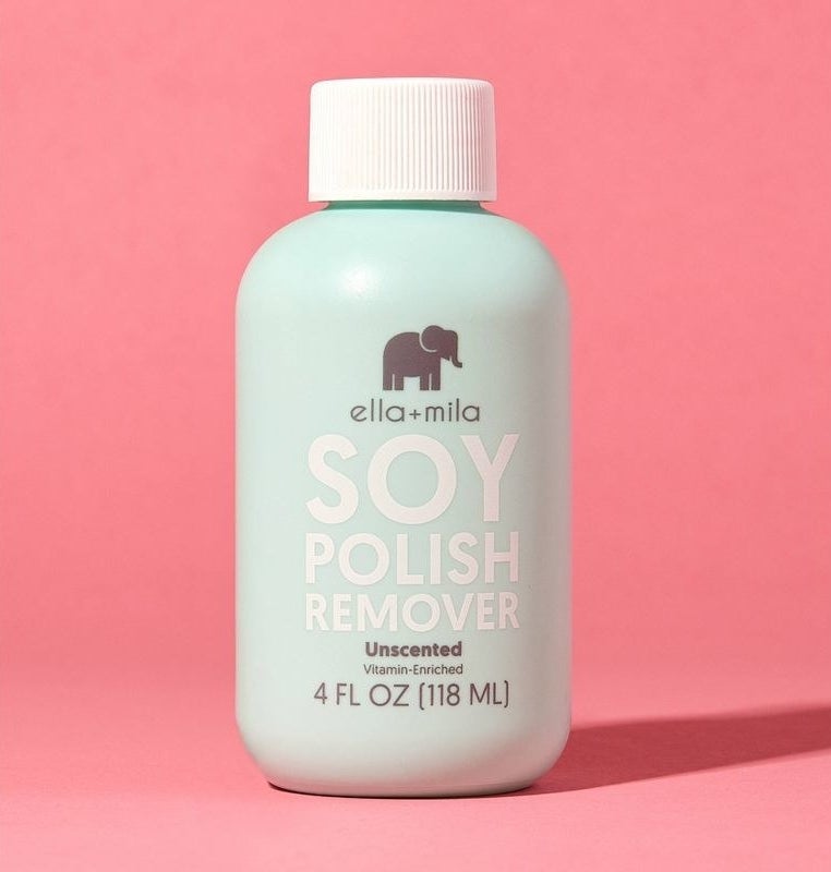 A bottle of soy nail polish remover