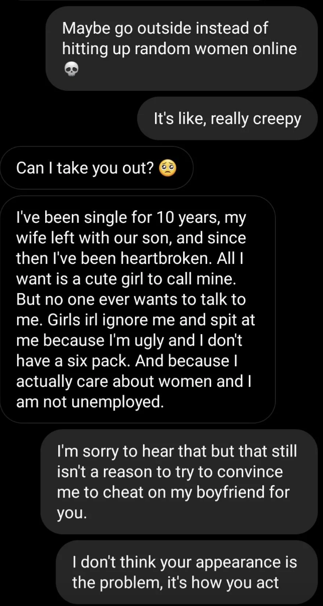 Man &quot;begging&quot; for woman to cheat on her boyfriend