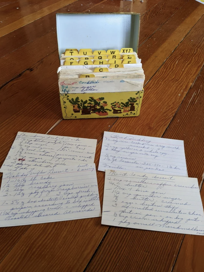 A box of recipes