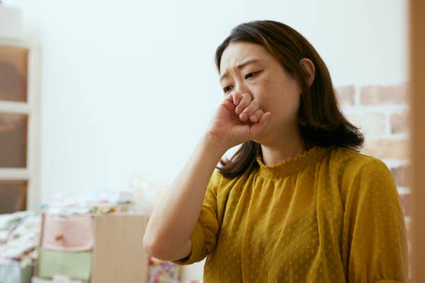 A woman looking nervous