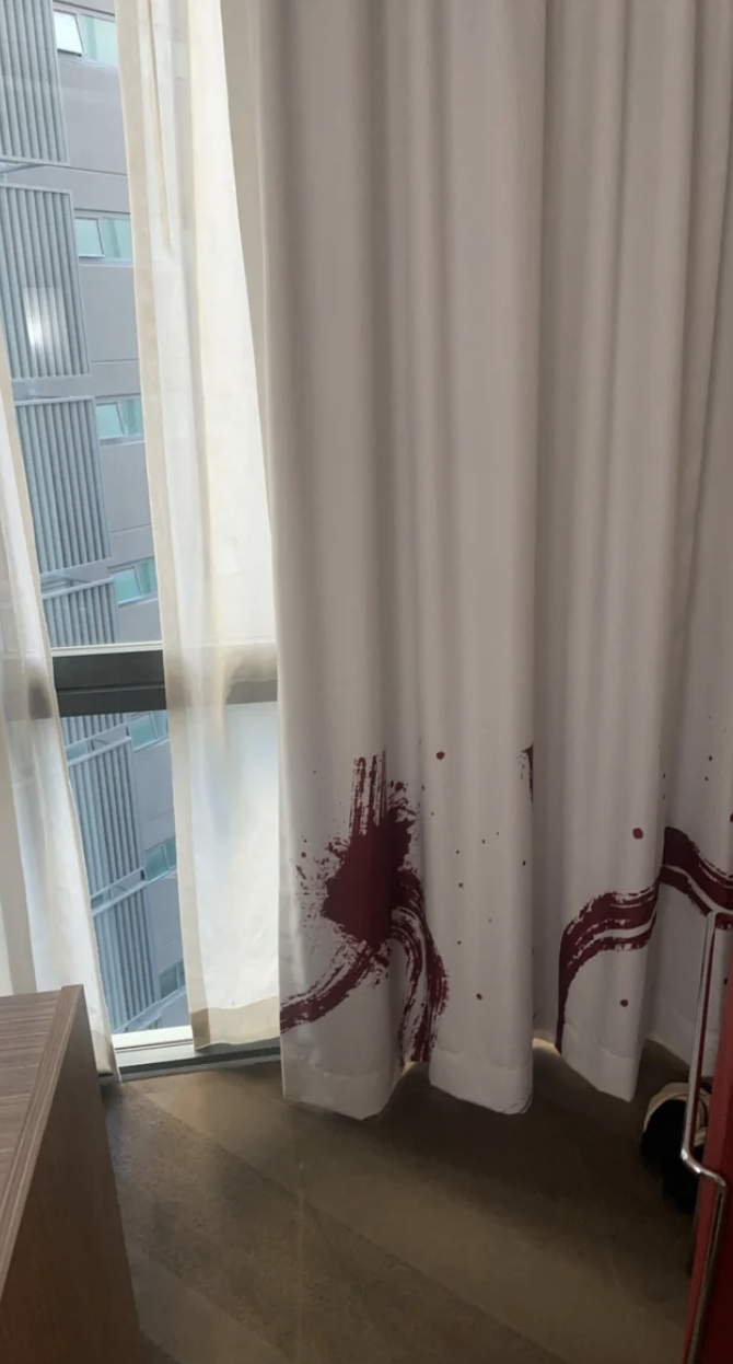 Paint stains on a curtain
