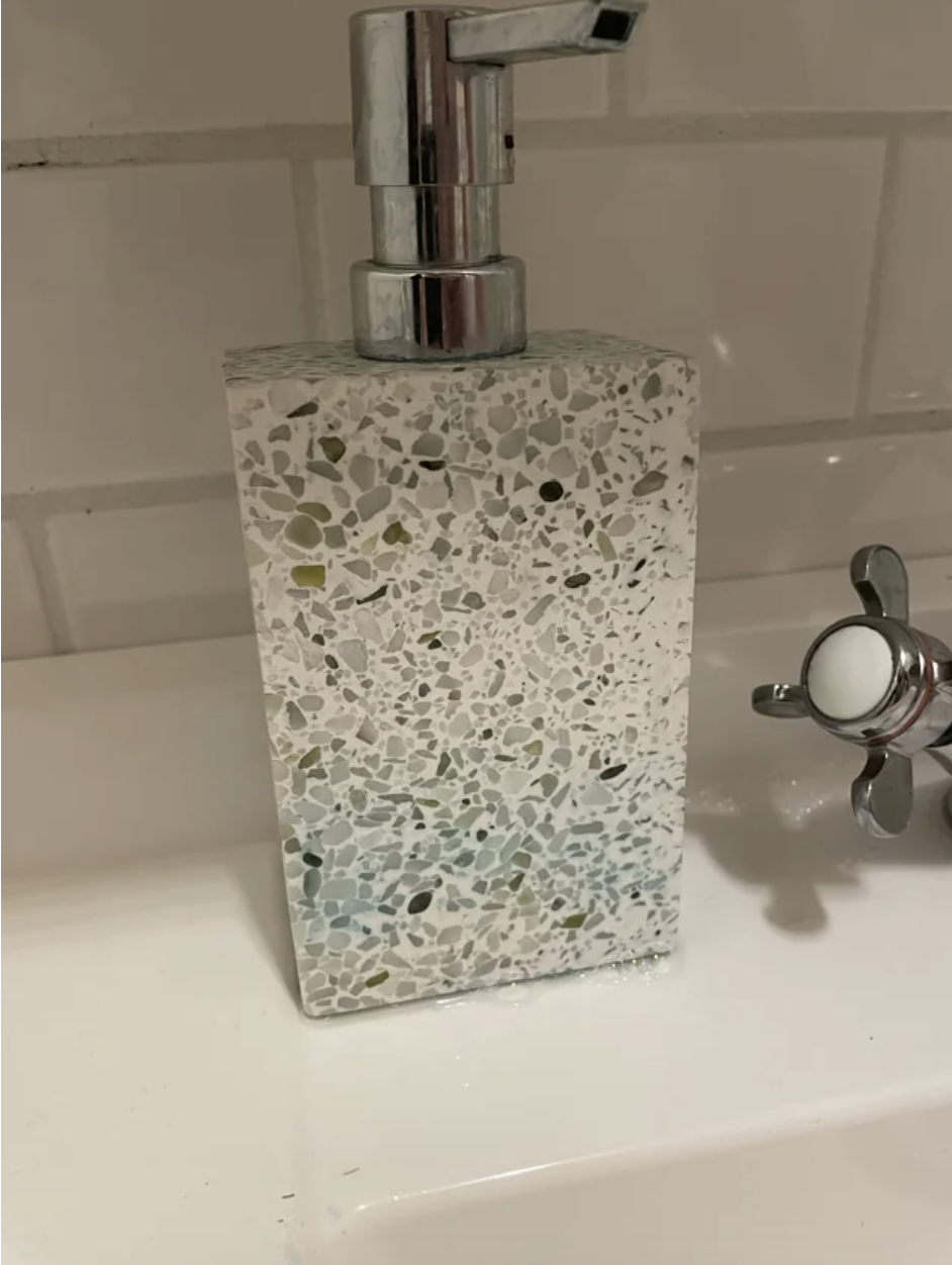 A soap dispenser leaking soap