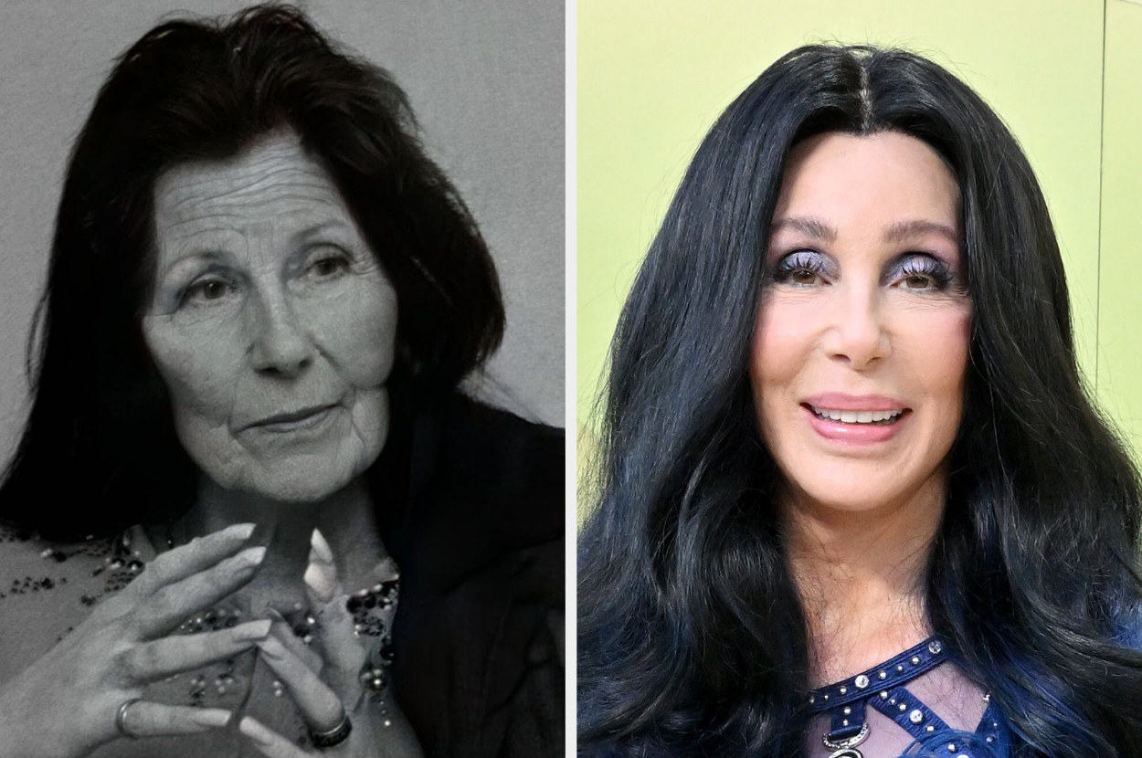 Side-by-side of AI Cher vs. real Cher