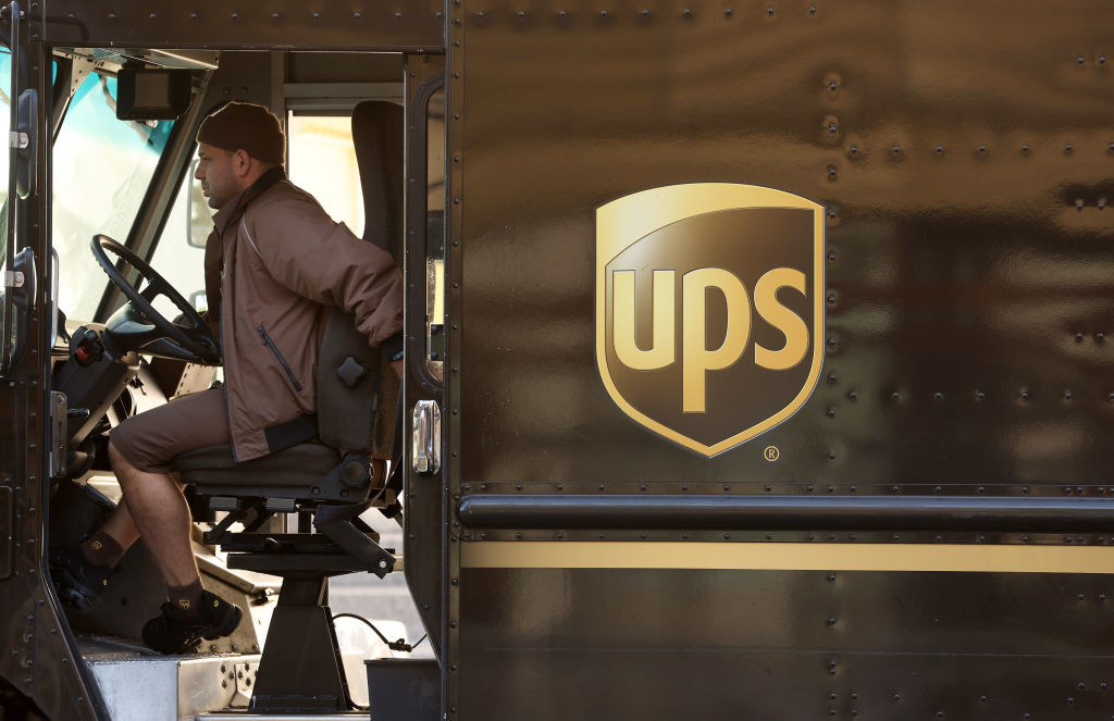 A UPS driver in their truck