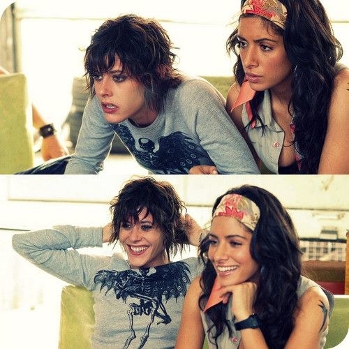 Katherine Moennig and Sarah Shahi on &quot;The L Word&quot;