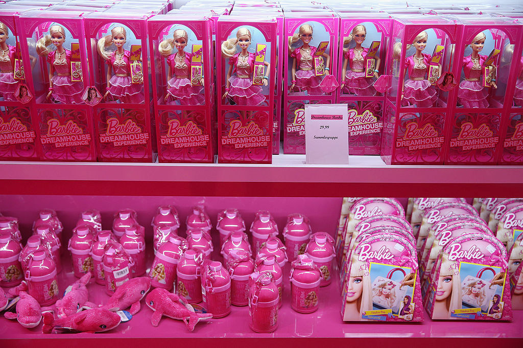 Barbie products on a shelf