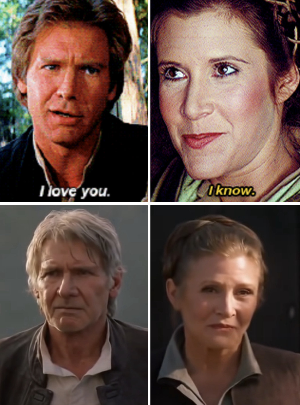 Carrie Fisher and Harrison Ford in &quot;Return of the Jedi&quot; vs. &quot;The Force Awakens&quot;