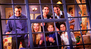the main cast of friends clapping