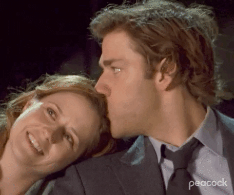jim from the office kissing pam's foreheard