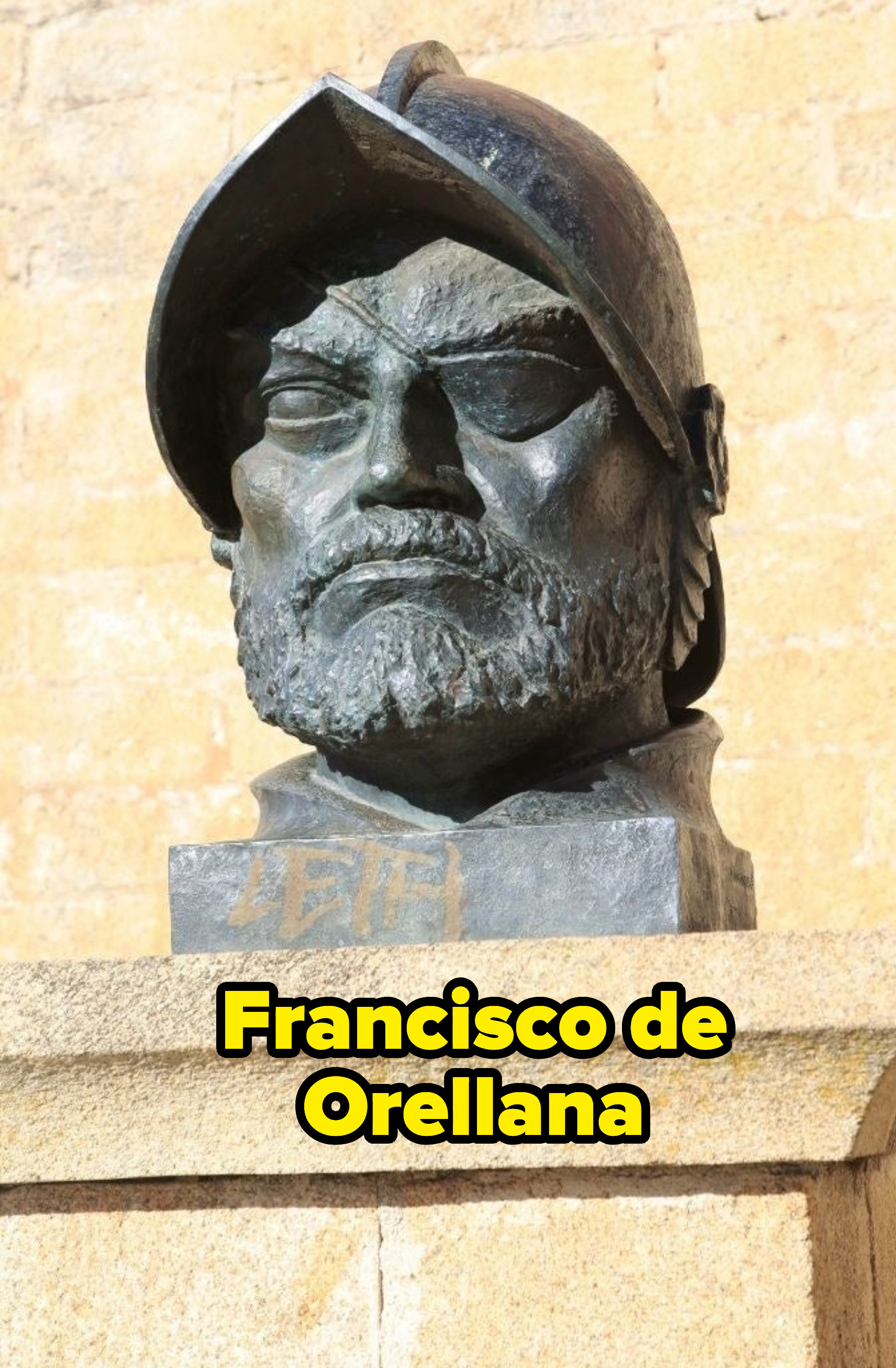 A bust of Francisco de Orellana