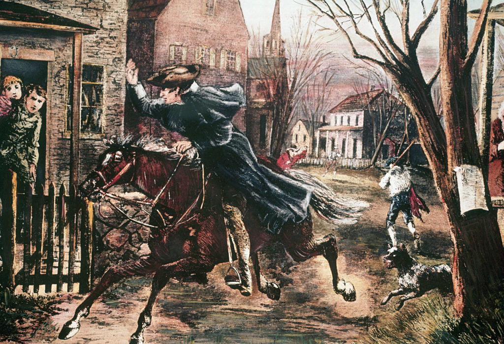 Illustration of Paul Revere on his horse