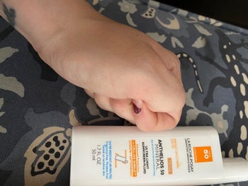 The same reviewer after blending out the tinted product