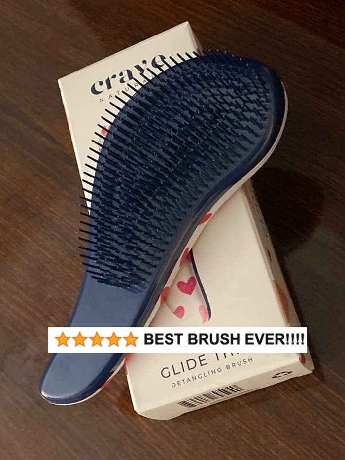 reviewer&#x27;s brush on the box it comes in &quot;five stars, best brush ever&quot;