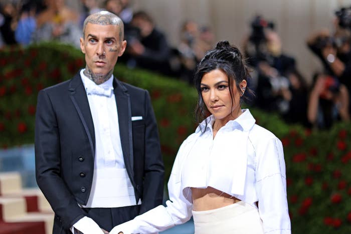 A closeup of Kourtney and Travis