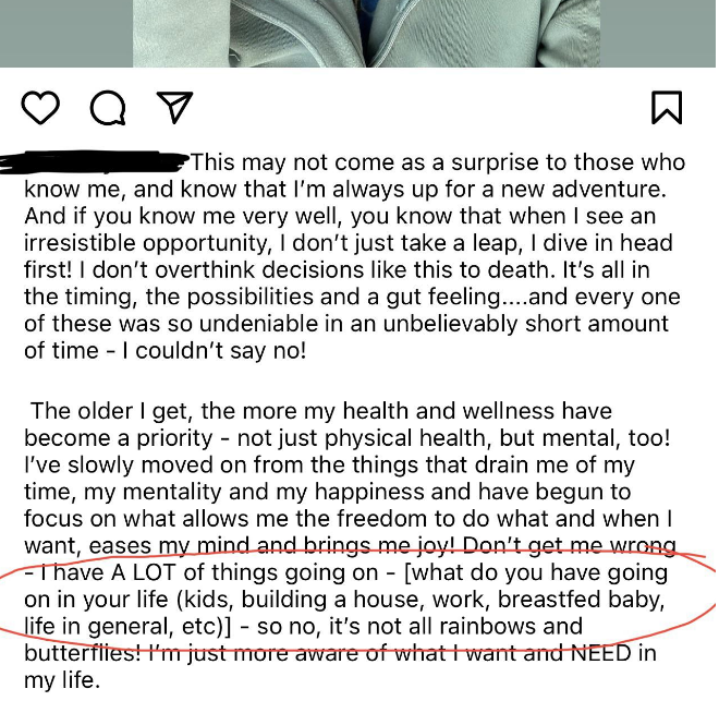 in brackets the poster is instructed to list what they have going on in their life and the poster didn't delete it
