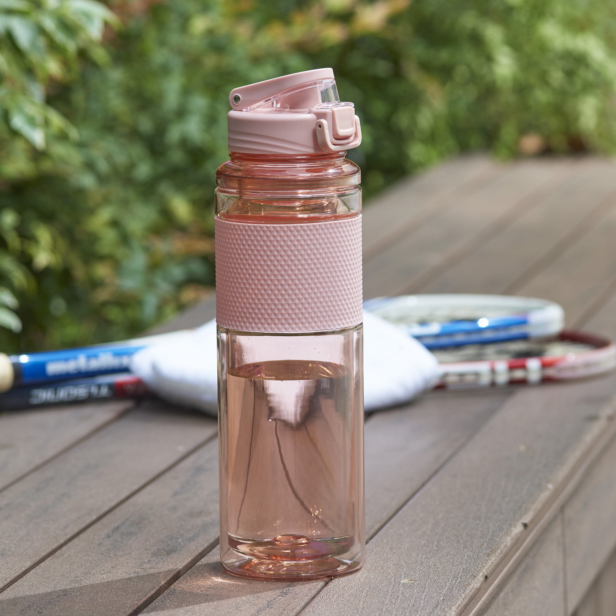 the water bottle in clear blush pink