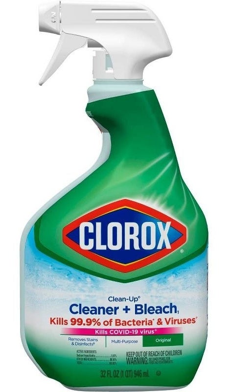 a bottle of Clorox cleaner + bleach spray