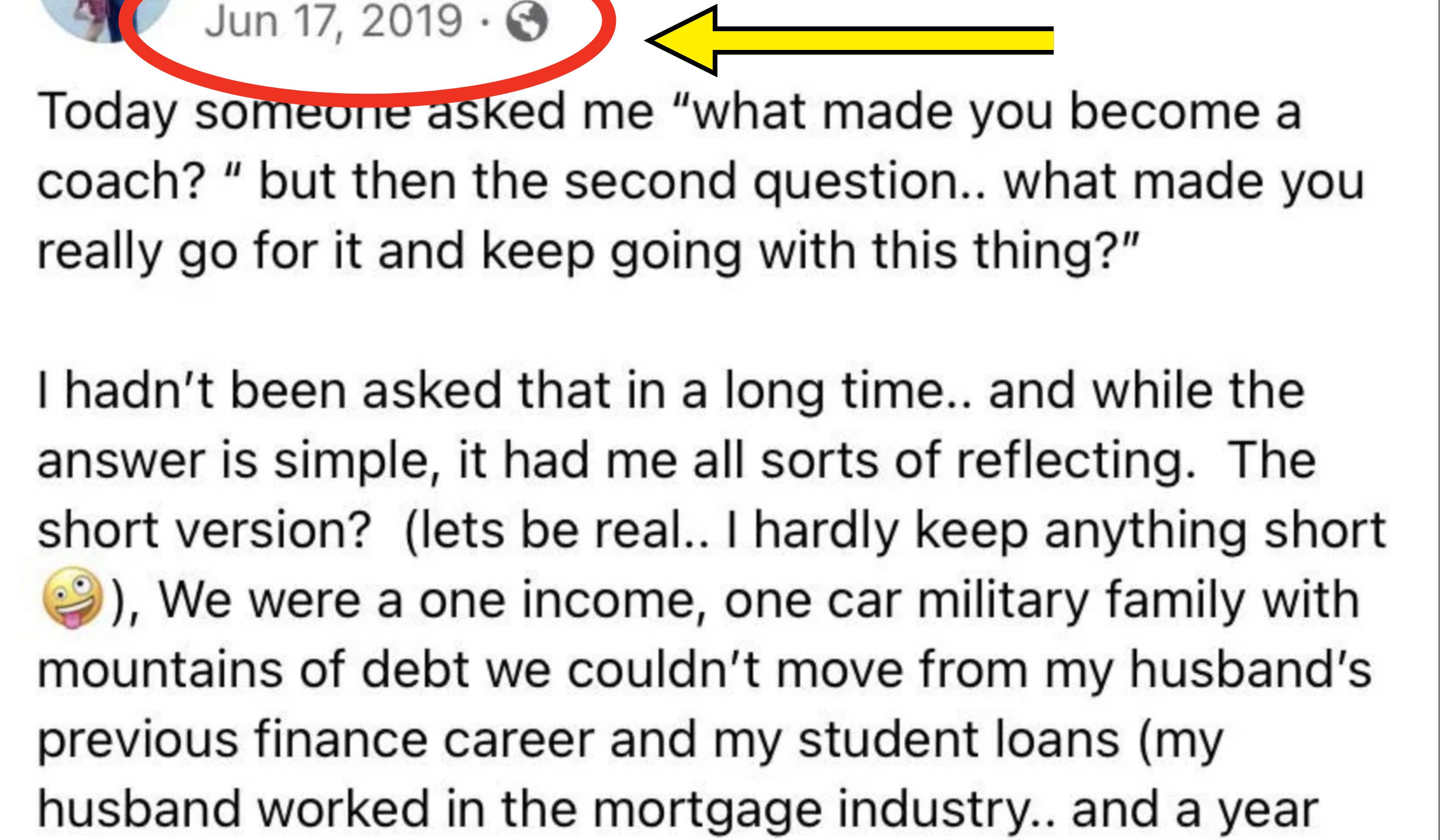 facebook post dated june 17, 2019 starting off, today someone asked me what made you become a couch?