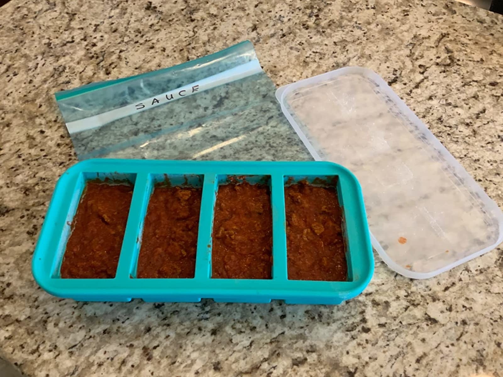 Reviewer image of freezer tray with sauce