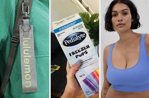 lululemon keychain, pedialyte freezies, seamless bralette