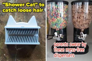 shower cat and cereal dispensers 