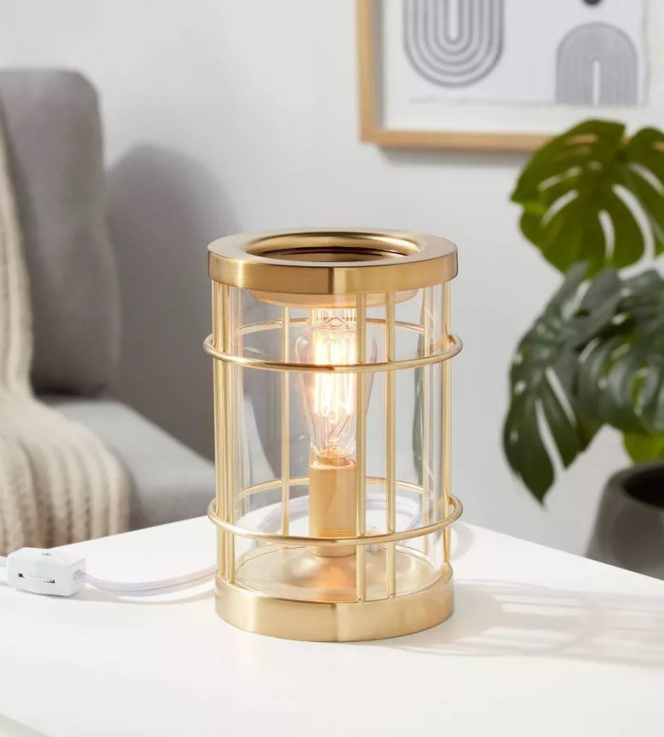brass and glass scent warmer