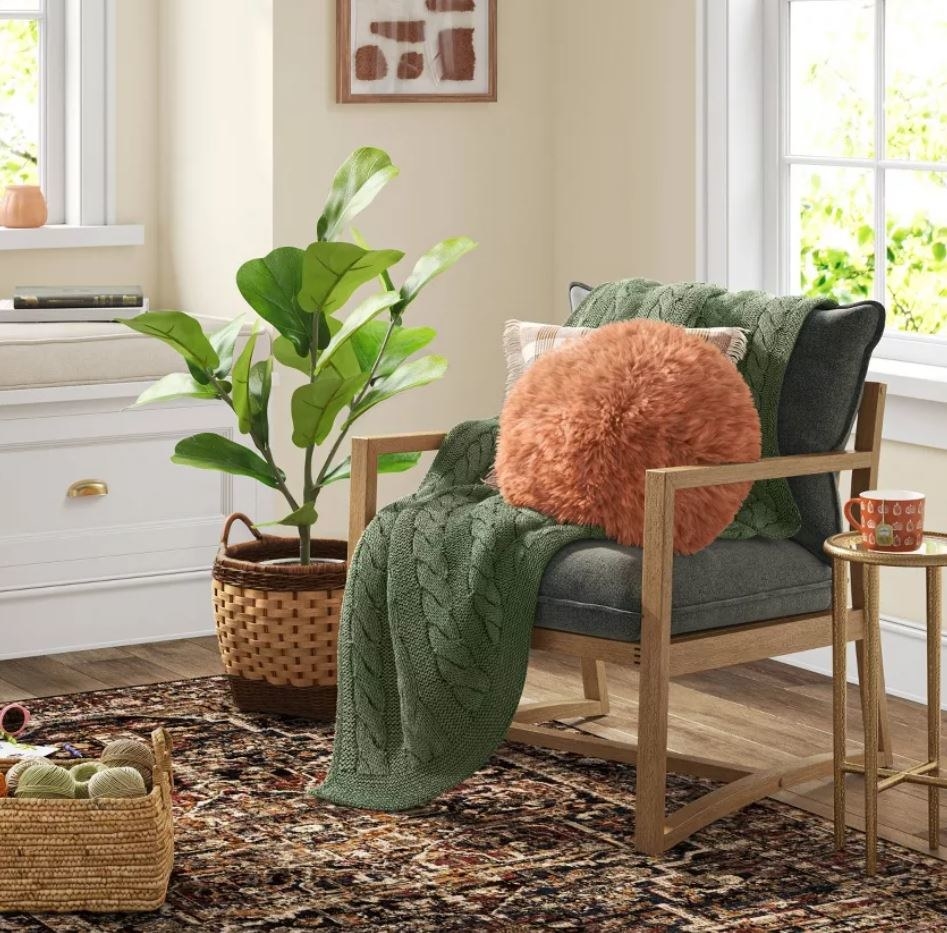 burnt orange faux fur pillow