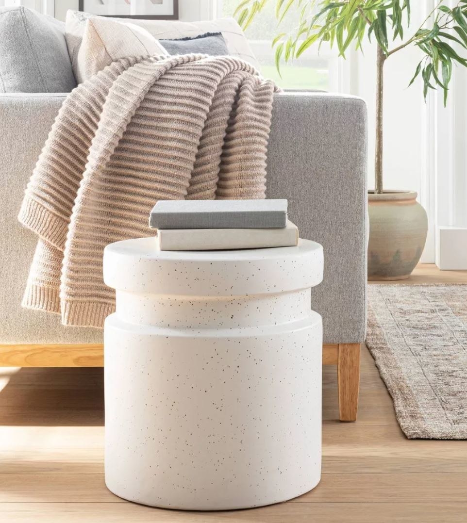 speckled ceramic end table