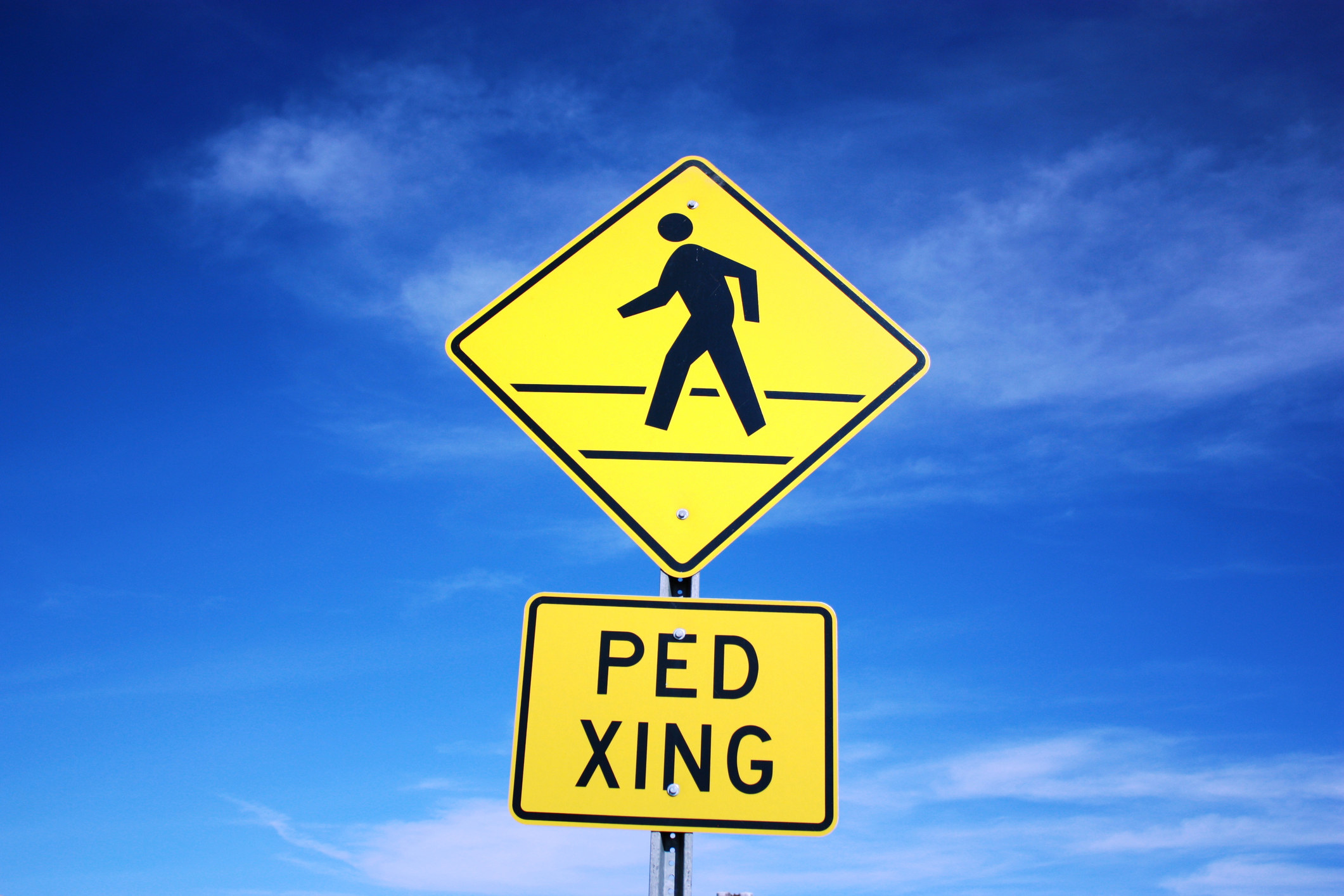 Pedestrian crossing sign.