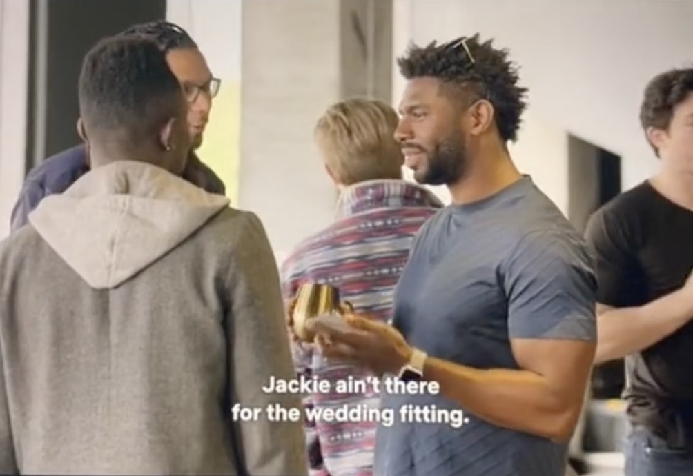 Brett describes a text he got from Tiff about Jackie ditching the wedding dress fitting