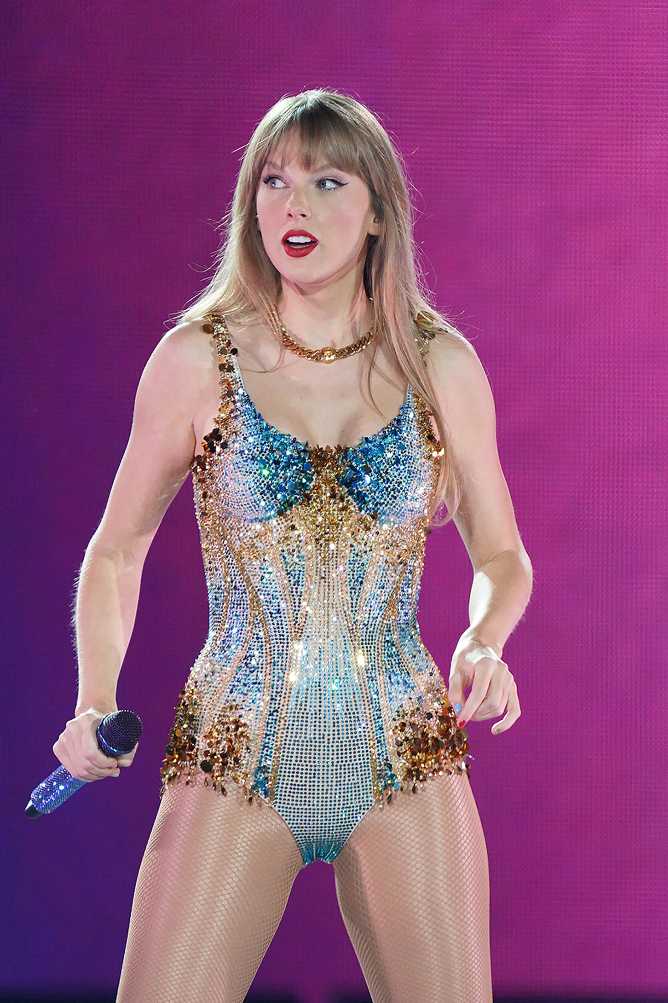 Taylor onstage in a bodysuit