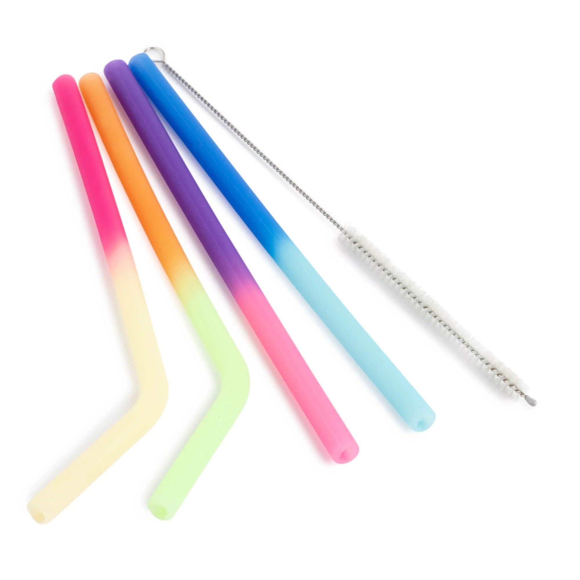 Four color-changing straws and a brush