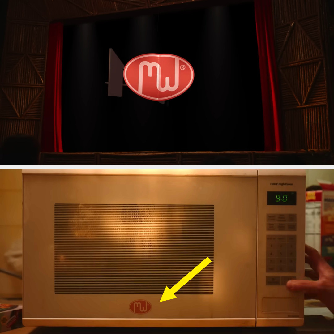 An MW logo on a microwave