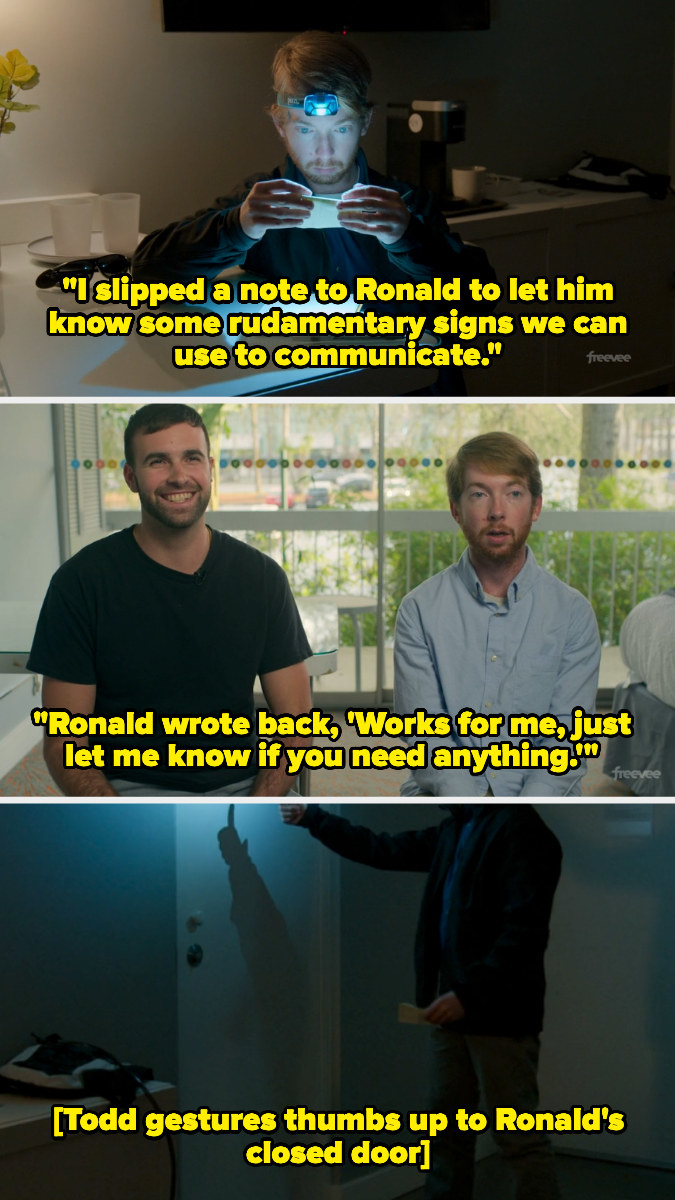 todd sneaking notes to Ronald about secret signs they can use and Ronald responds back yes