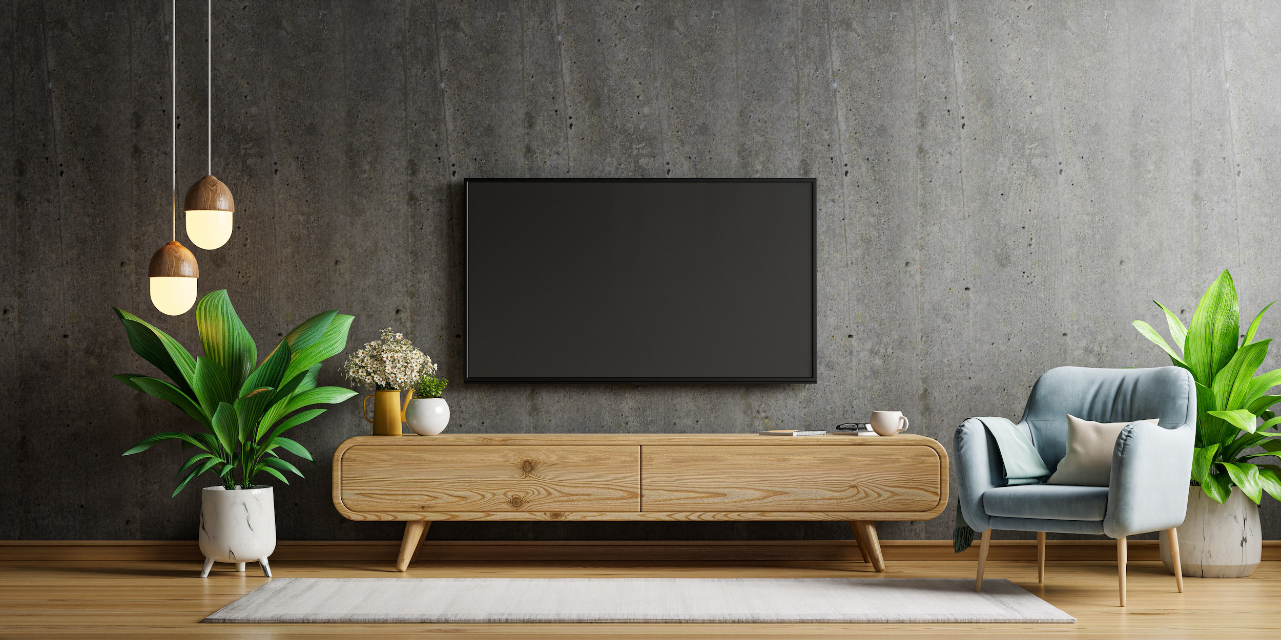 tv mounted on a wall