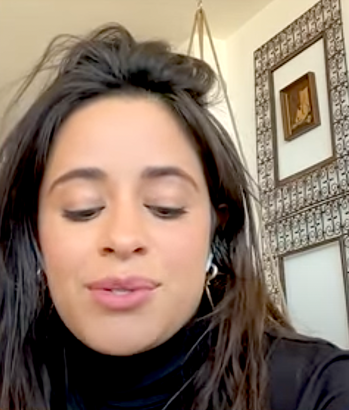 closeup of camila during the interview