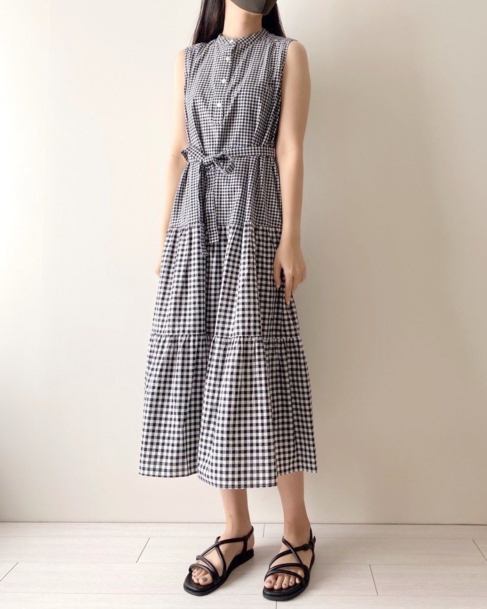 ユニクロのオススメのファッション「スラブコットンワンピース（ノースリーブ・標準丈・114.5～125.5cm）」のコーディネート