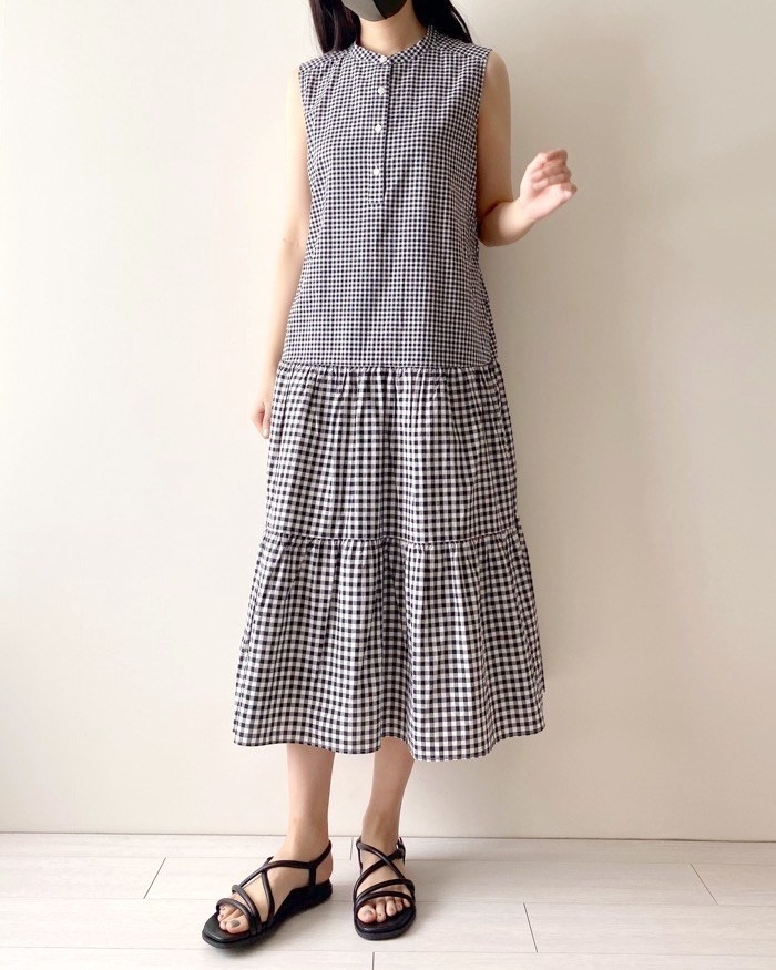 ユニクロのオススメのファッション「スラブコットンワンピース（ノースリーブ・標準丈・114.5～125.5cm）」のコーディネート