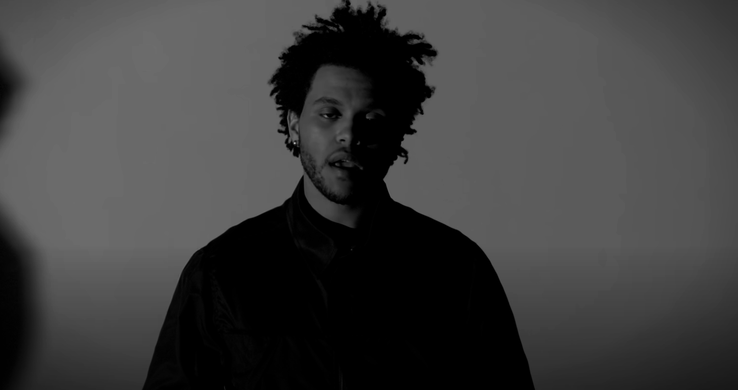 Close-up of The Weeknd from early video