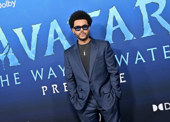 The Weeknd in a suit at a red carpet premiere