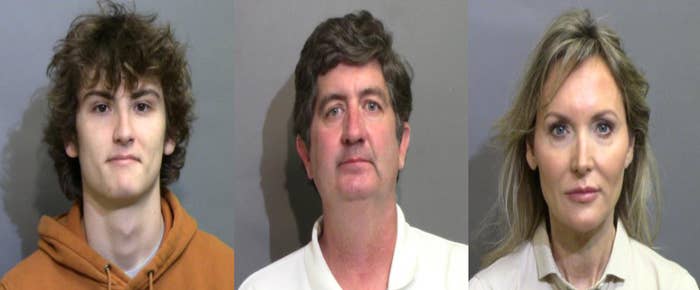 Three mugshots of a teenager and two middle-aged adults